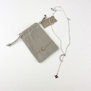Lili Claspe Rope the Moon Lariat Necklace in Silver NWT
